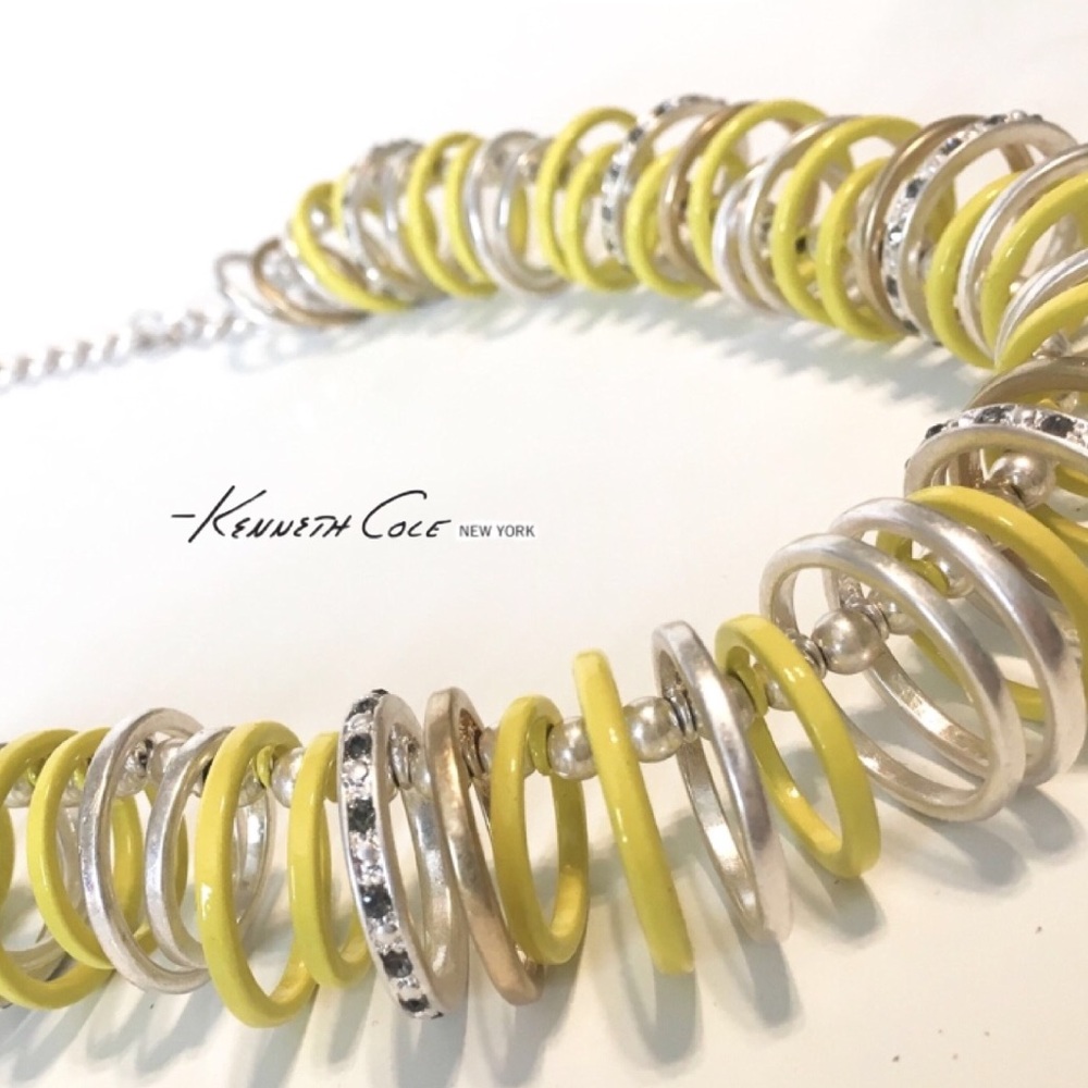 NWT KENNETH COLE Silver Crystal Hoop Necklace